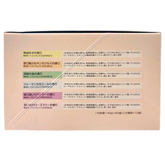 炭酸ガス 薬用発泡入浴剤 60錠入(6種×10錠)の説明画像2