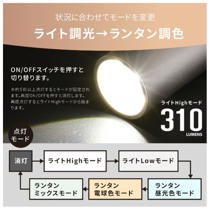 オーム電機 アルミランタンライト LN-M30A7の説明画像5