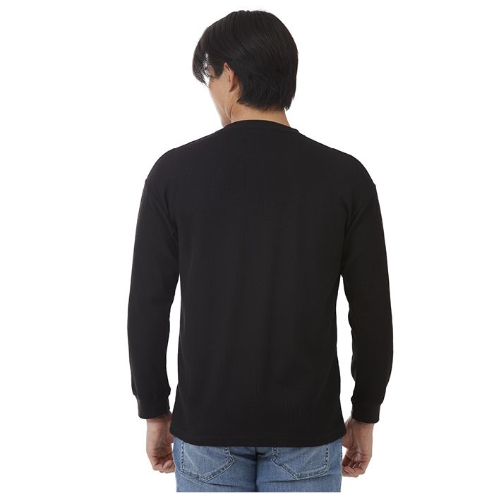 ナフコ ワッフル長袖Tシャツ NF-263 ブラック LLの説明画像2