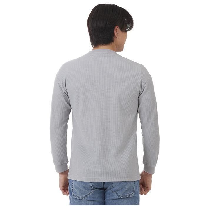 ナフコ ワッフル長袖Tシャツ NF-263 ライトグレー Lの説明画像2