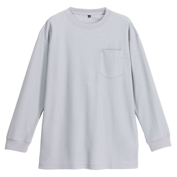 ナフコ ワッフル長袖Tシャツ NF-263 ライトグレー Lの説明画像3