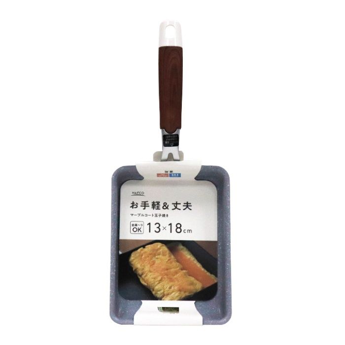 ナフコ IH・ガス火兼用 マーブルコートフライパン 玉子焼　13×18cm