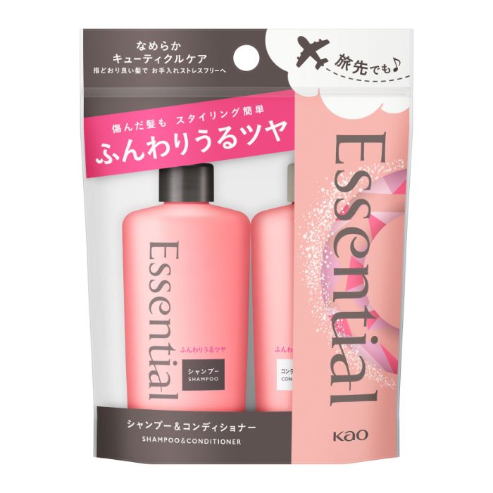 花王 エッセンシャル ふんわりうるツヤ シャンプー&コンディショナーミニセット 90ml