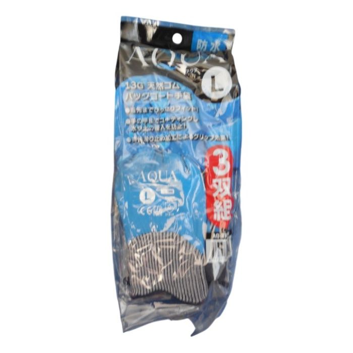 AQUAバックコート天然ゴム手袋3双組 AQ-3183BL　L