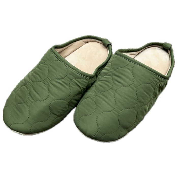キルト グリーン Mサイズ ルームシューズ