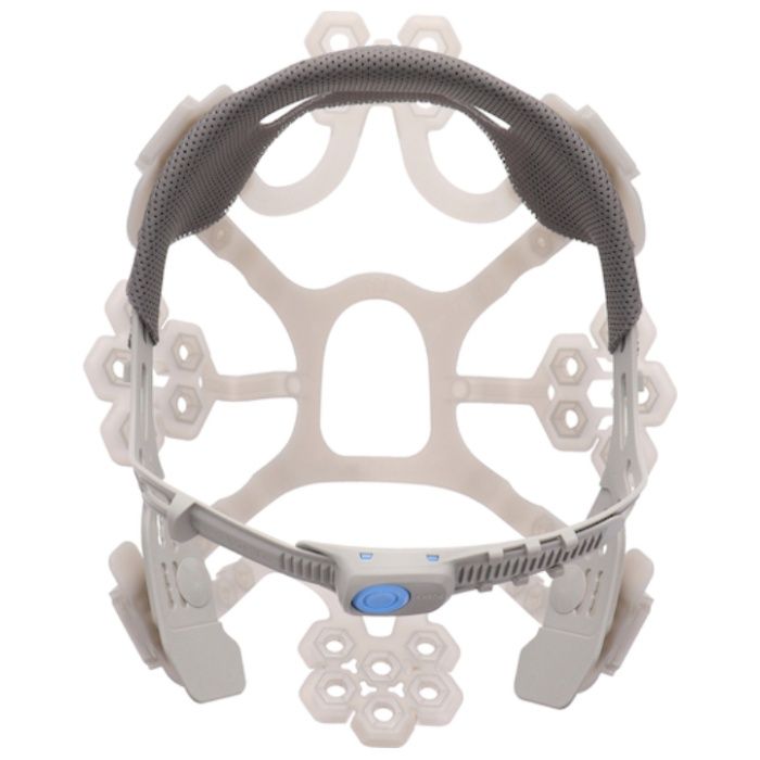 谷沢製作所 エアライト搭載ヘルメットABS製 透明ひさしグレー 帽体ホワイトの説明画像5