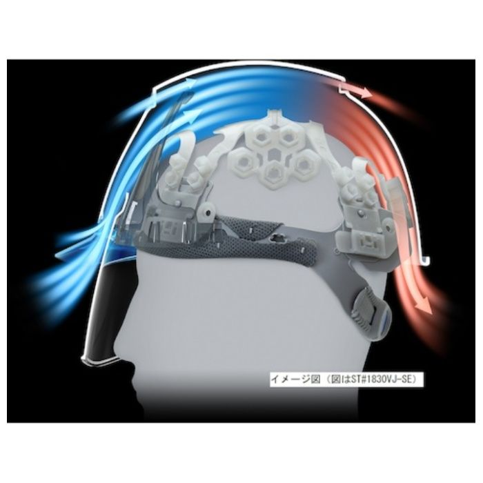 谷沢製作所 エアライト搭載ヘルメットABS製 透明ひさしブラック 帽体マットブラックの説明画像3