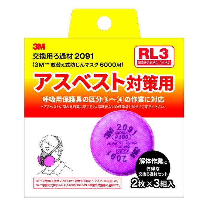 3M　取替え式防じんマスク　交換ろ過材 2091HI-3P