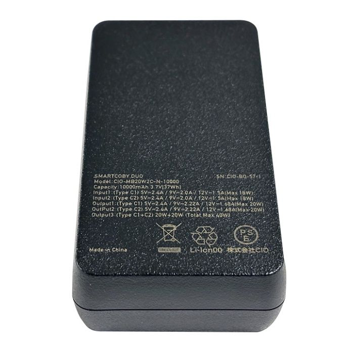 CIO SMARTCOBY DUO 20W2C 10000mAh ブラック CIO-MB20W2C-N-10000-BKの説明画像2