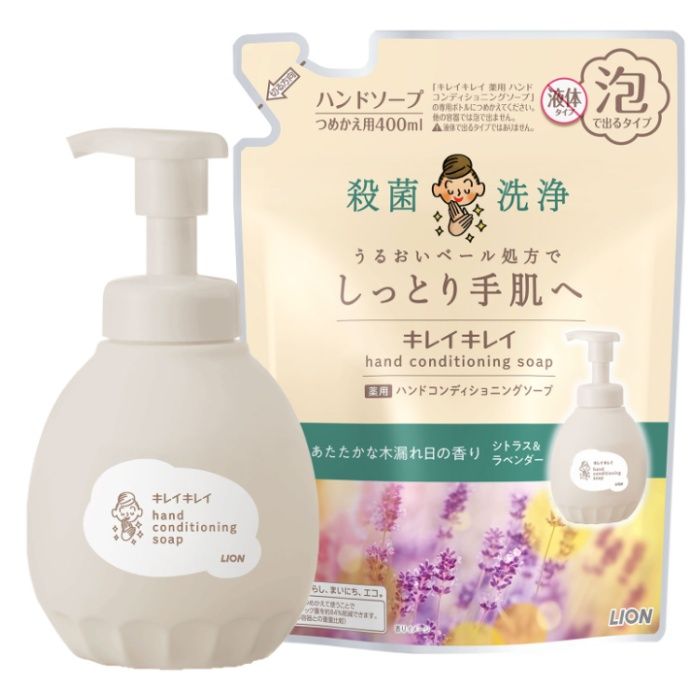 ライオン キレイキレイ 薬用 ハンドコンディショニングソープ シトラス&ラベンダーの香り 本体 450ml ハンドソープ 泡の説明画像5