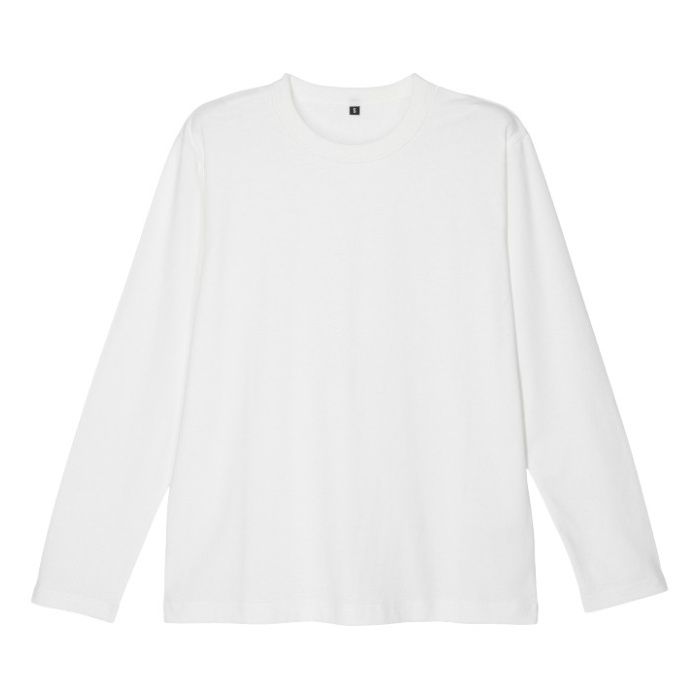 コットン長袖クルーネックTシャツ NF-267 ホワイト Lの説明画像3