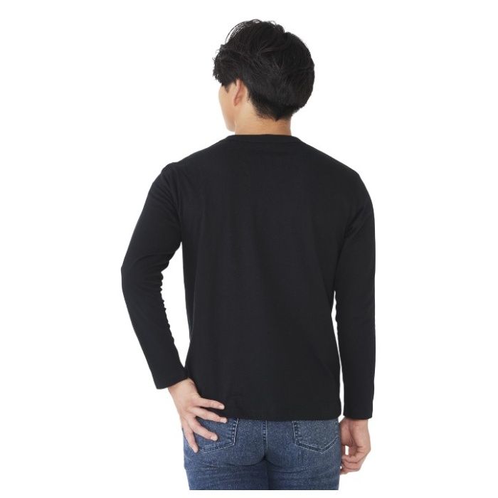コットン長袖クルーネックTシャツ NF-267 ブラック LLの説明画像2