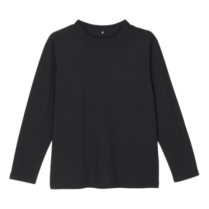 コットン長袖クルーネックTシャツ NF-267 ブラック LLの説明画像3