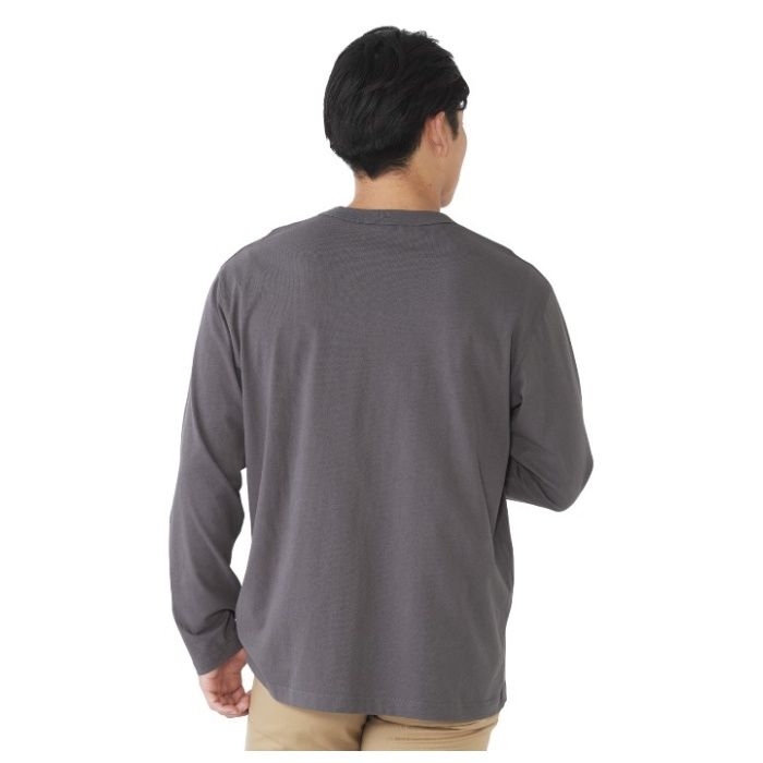 コットン長袖クルーネックTシャツ NF-267 チャコール 3Lの説明画像2