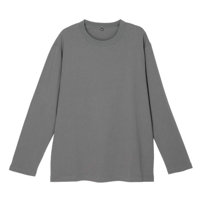 コットン長袖クルーネックTシャツ NF-267 チャコール 3Lの説明画像3