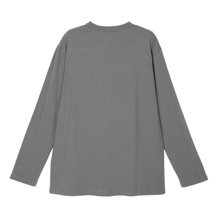 コットン長袖クルーネックTシャツ NF-267 チャコール 3Lの説明画像4