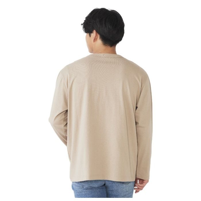 コットン長袖クルーネックTシャツ NF-267 ベージュ Sの説明画像2