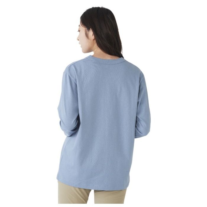 コットン長袖クルーネックTシャツ NF-267 ブルー LLの説明画像2