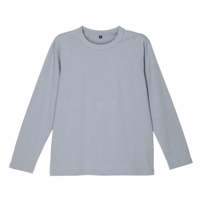 コットン長袖クルーネックTシャツ NF-267 ブルー LLの説明画像3