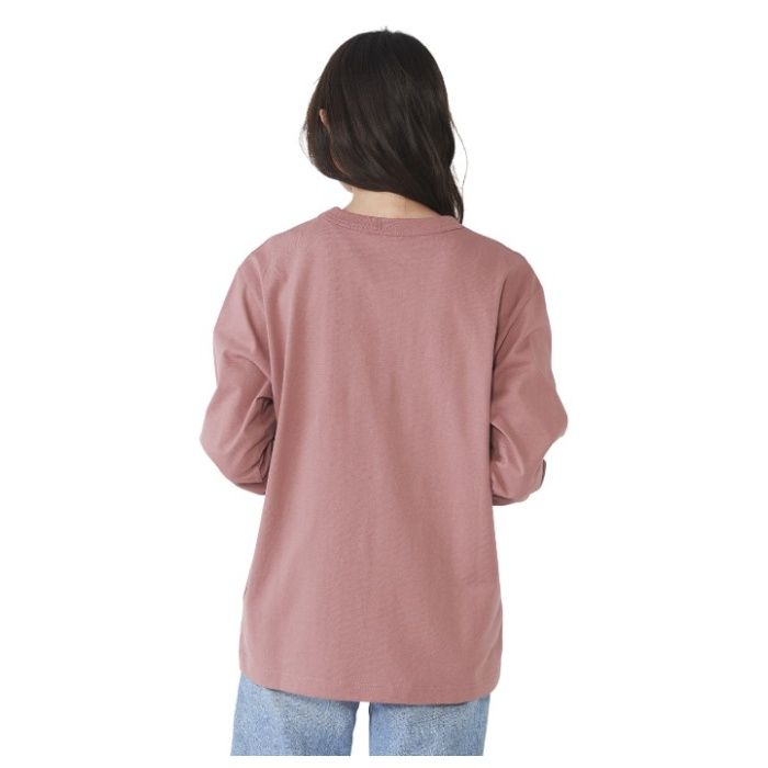 コットン長袖クルーネックTシャツ NF-267 ピンク Lの説明画像2