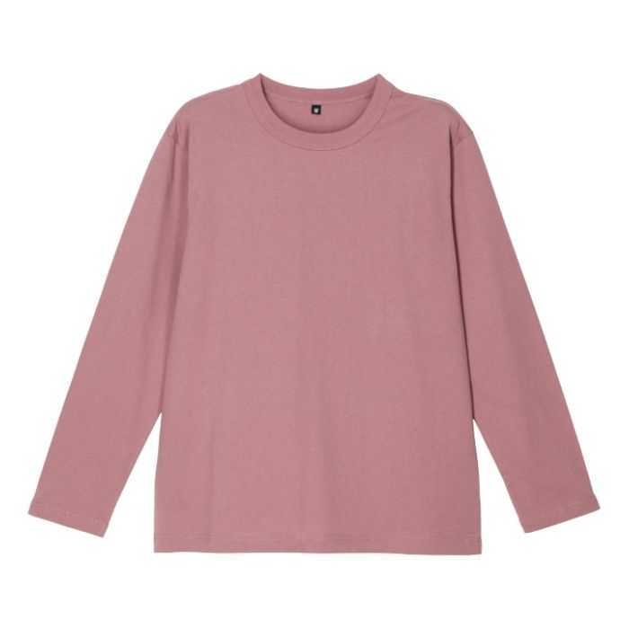コットン長袖クルーネックTシャツ NF-267 ピンク Lの説明画像3