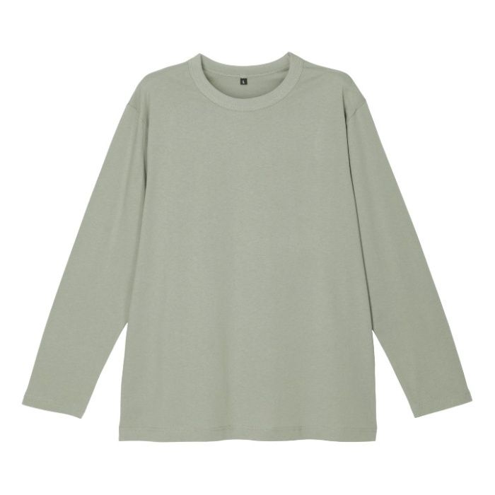 コットン長袖クルーネックTシャツ NF-267 カーキ 3Lの説明画像3