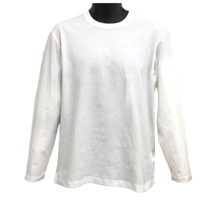 コットン長袖クルーネックTシャツ ホワイト　L　NS002WTL