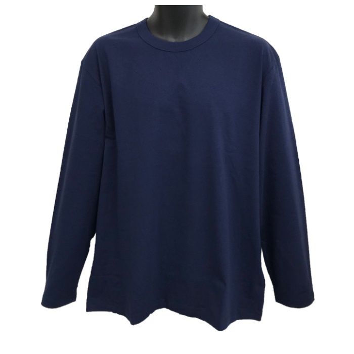 コットン長袖クルーネックTシャツ ネイビー　3L　NS002NV3L