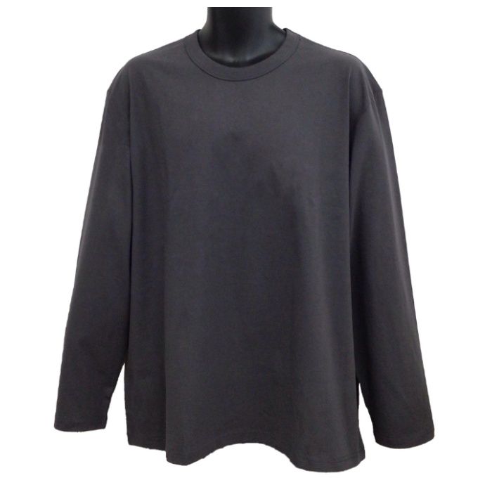コットン長袖クルーネックTシャツ チャコール　3L　NS002CH3L