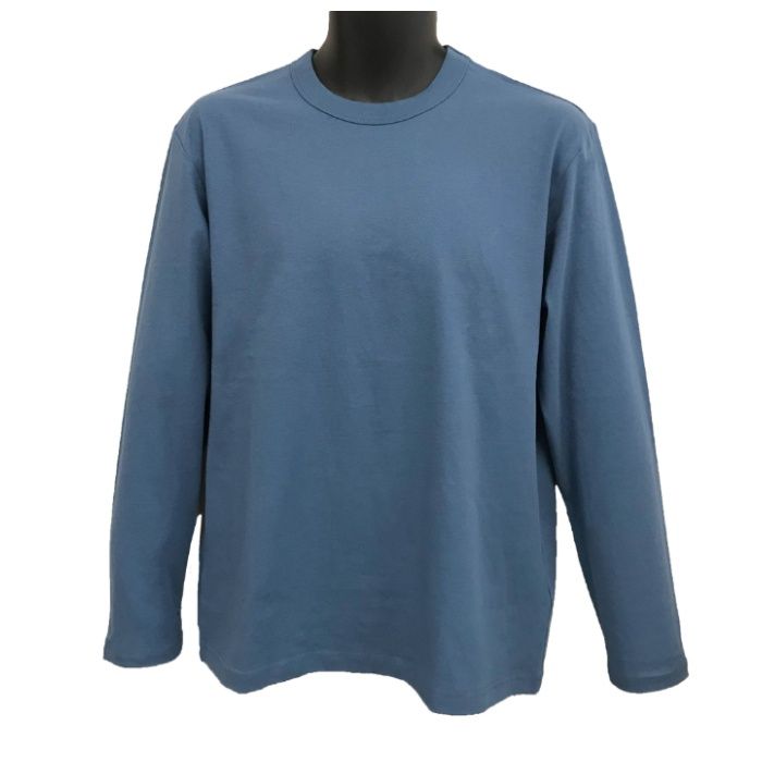 コットン長袖クルーネックTシャツ ブルー　3L　NS002BU3L