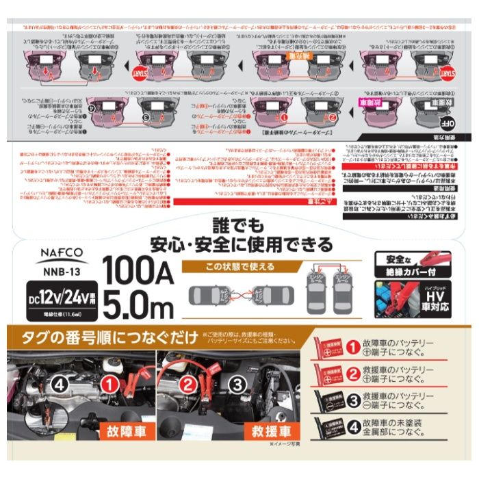 大自工業 ブースターケーブル　100A5m NNB-13の説明画像2