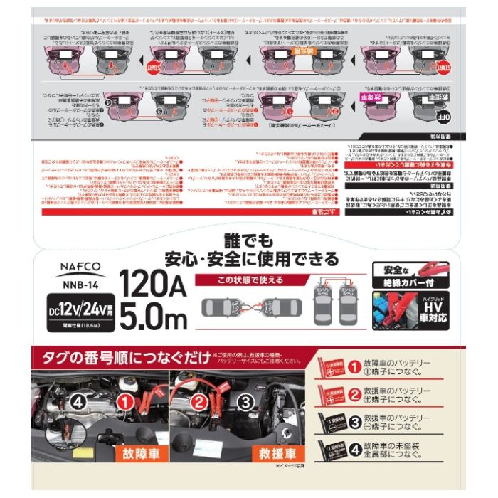 大自工業 ブースターケーブル　120A5m NNB-14の説明画像2