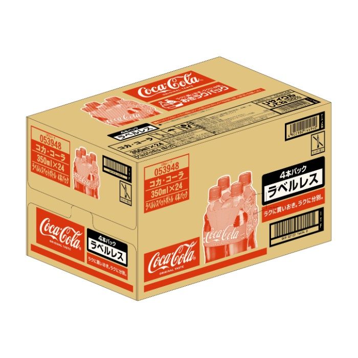 コカ・コーラ　ラベルレス4本パック 350ml×24
