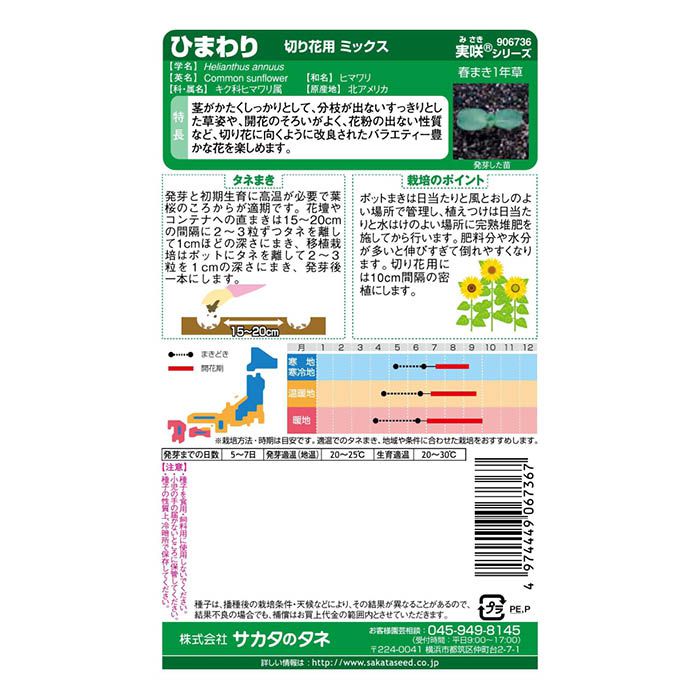 サカタのタネ ひまわり 切花ミックスの説明画像2