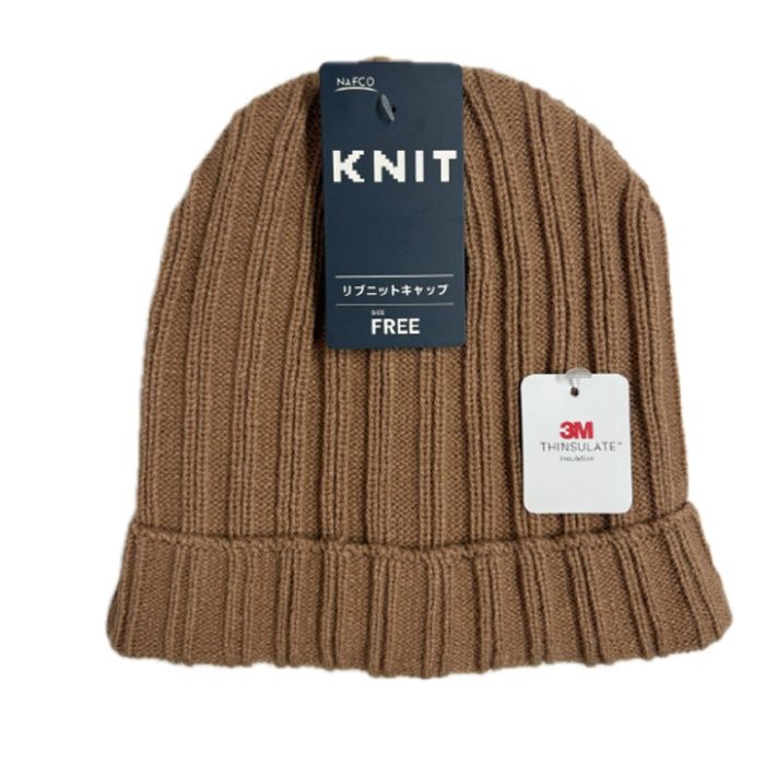 リブニットキャップ 断熱保温キャラメル