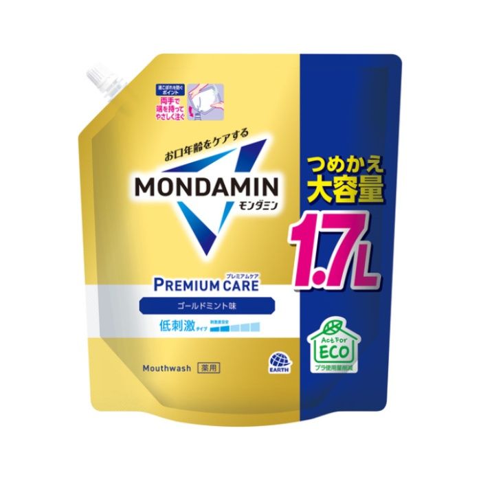 アース製薬 モンダミン プレミアムケア ゴールドミントつめかえ大容量1.7L