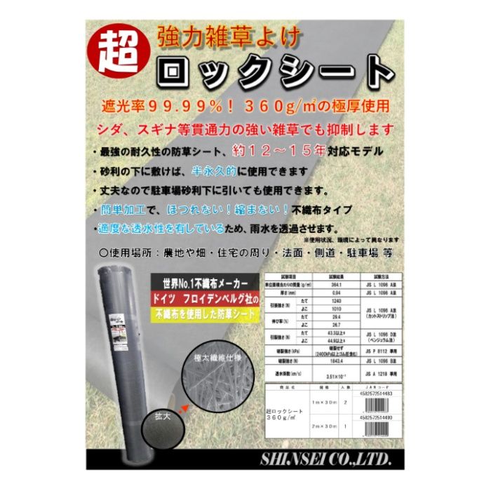 強力ロックシート360黒 1m×30mの説明画像2