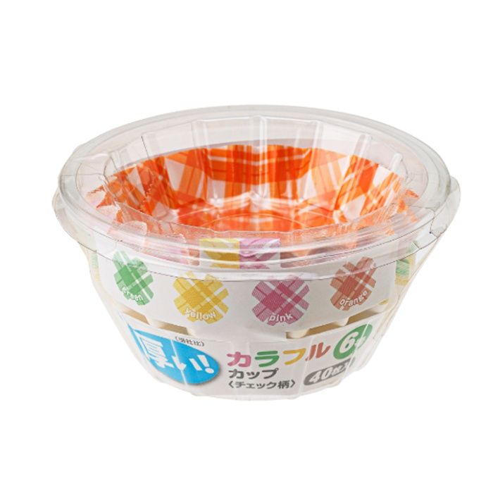 アルファミック 厚手カラフルカップ　チェック柄　6号 40枚
