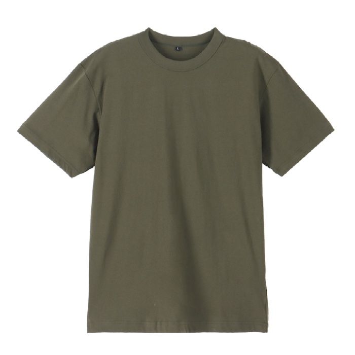 コットン半袖クルーネックTシャツ NS001 カーキ Lの説明画像3