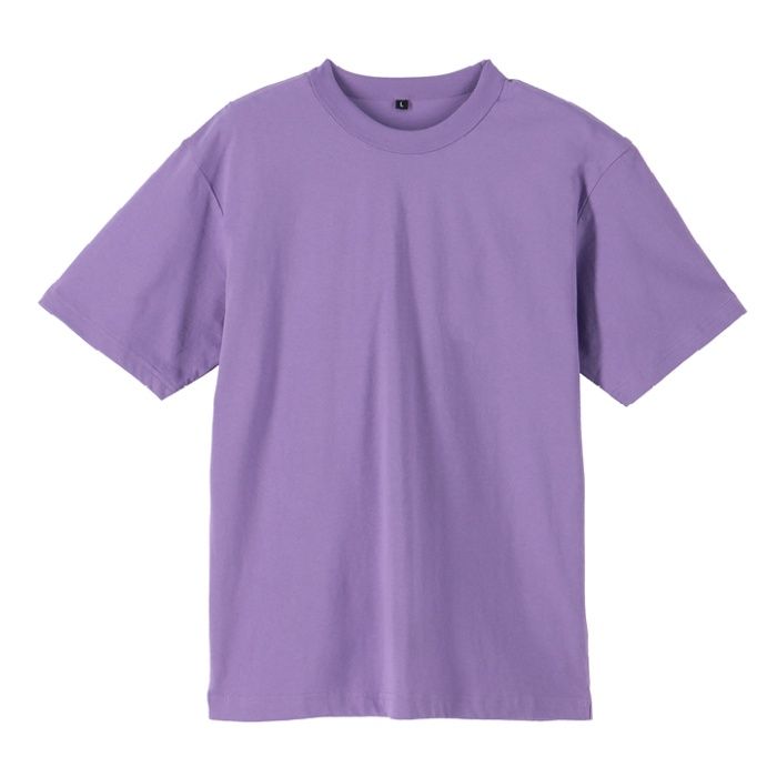 コットン半袖クルーネックTシャツ NS001 パープル Lの説明画像3