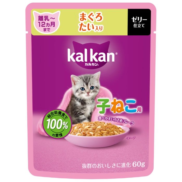 マース カルカンパウチ 12ヵ月までの子ねこ用 まぐろ たい入り 60g