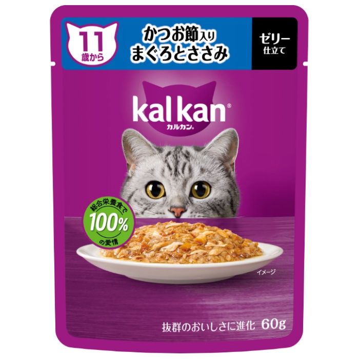 マース カルカンパウチ 11歳から かつお節入りまぐろとささみ 60g