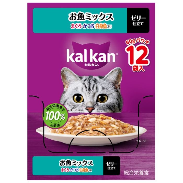 カルカンパウチ お魚ミックス まぐろ・かつお・白身魚入り 60g×12個
