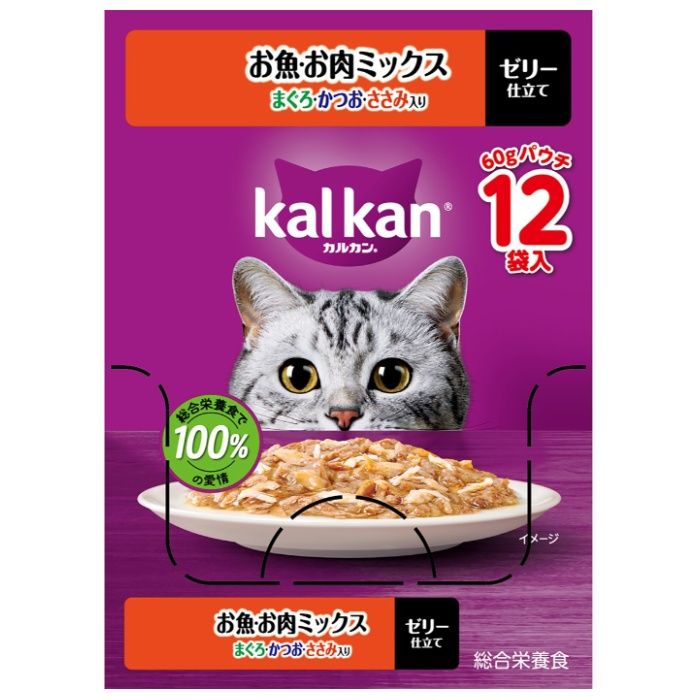 カルカンパウチ お魚・お肉ミックス まぐろ・かつお・ささみ入り 60g×12個