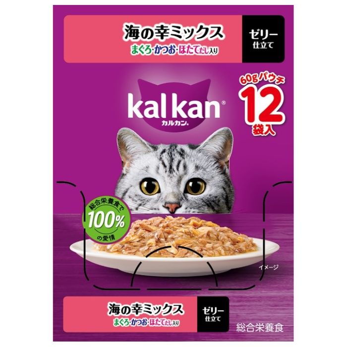 カルカンパウチ 海の幸ミックス まぐろ・かつお・ほたてだし入り 60g×12個