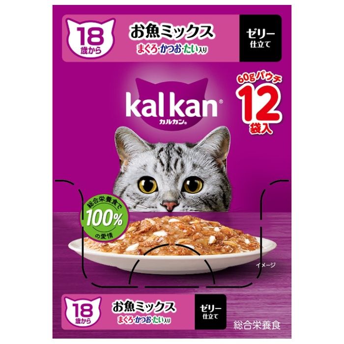 カルカンパウチ 18歳から お魚ミックスまぐろ・かつお・たい入り 60g×12個
