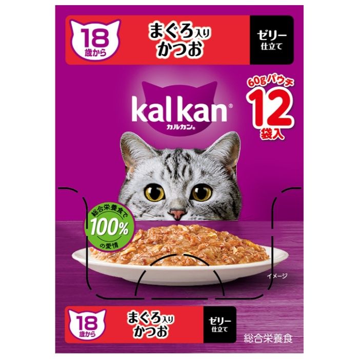 カルカンパウチ 18歳から まぐろ入りかつお 60g×12個
