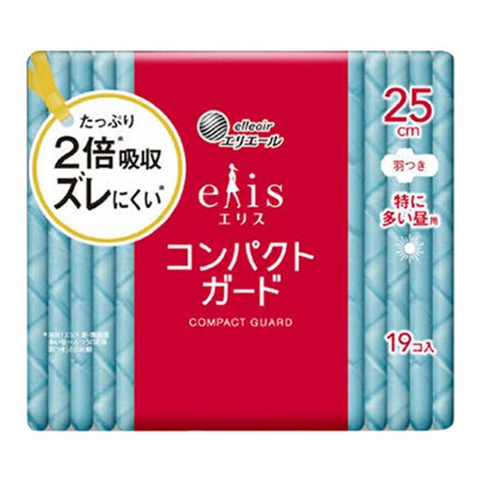 エリエール エリス コンパクトガード (特に多い昼用) 羽つき 25cm 19コ入り