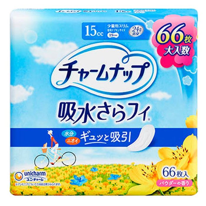 チャームナップ 吸水さらフィ 少量用スリム 15cc 19cm 66枚 昼用ナプキンサイズ パウダーの香り