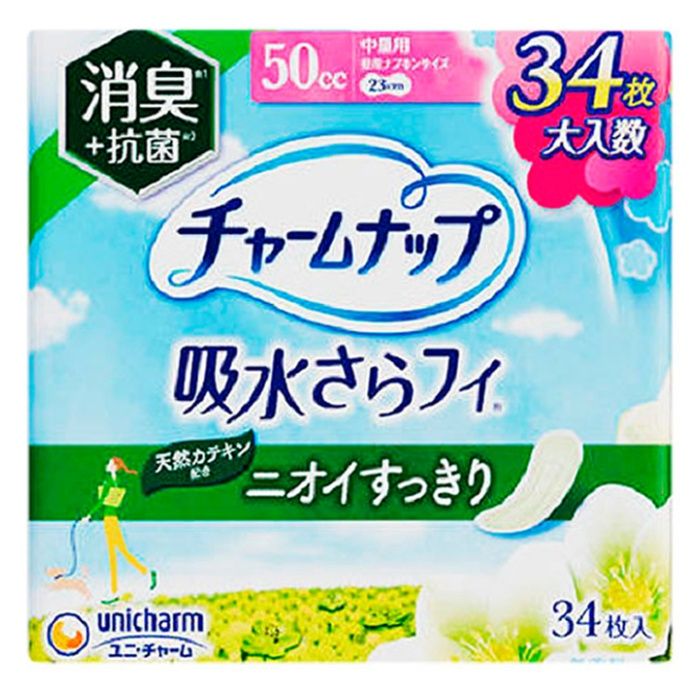 チャームナップ 吸水さらフィ 中量用 50cc 消臭・抗菌タイプ  23cm 34枚 昼用ナプキンサイズ 無香料